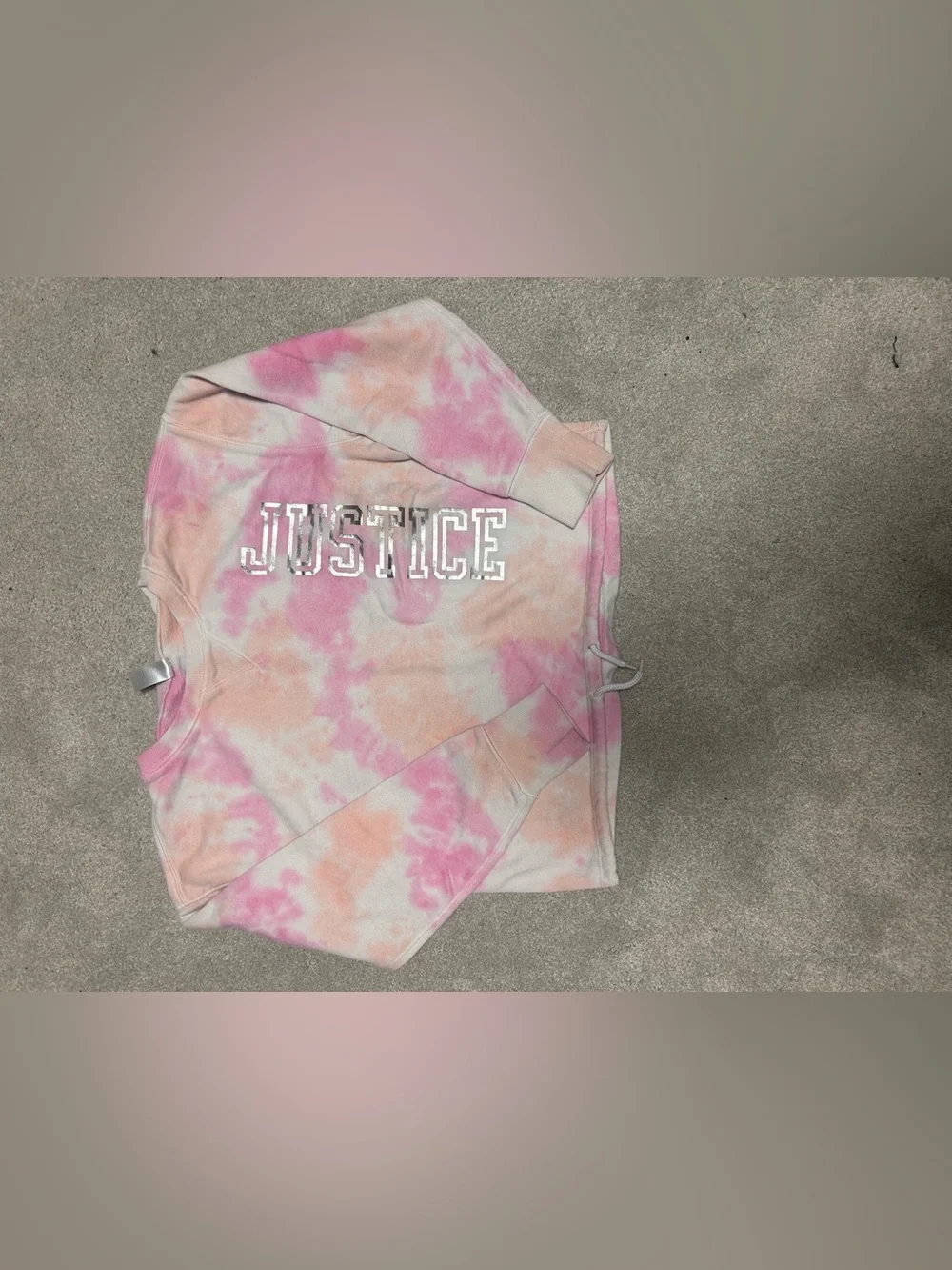 Justice Pink Peach Tie-Dye Pullover Sweatshirt